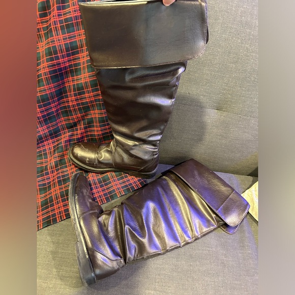 Brown Knee-high Folded “Jack Boots” Synthetic Leather, Mens 9/42 - Picture 11 of 13